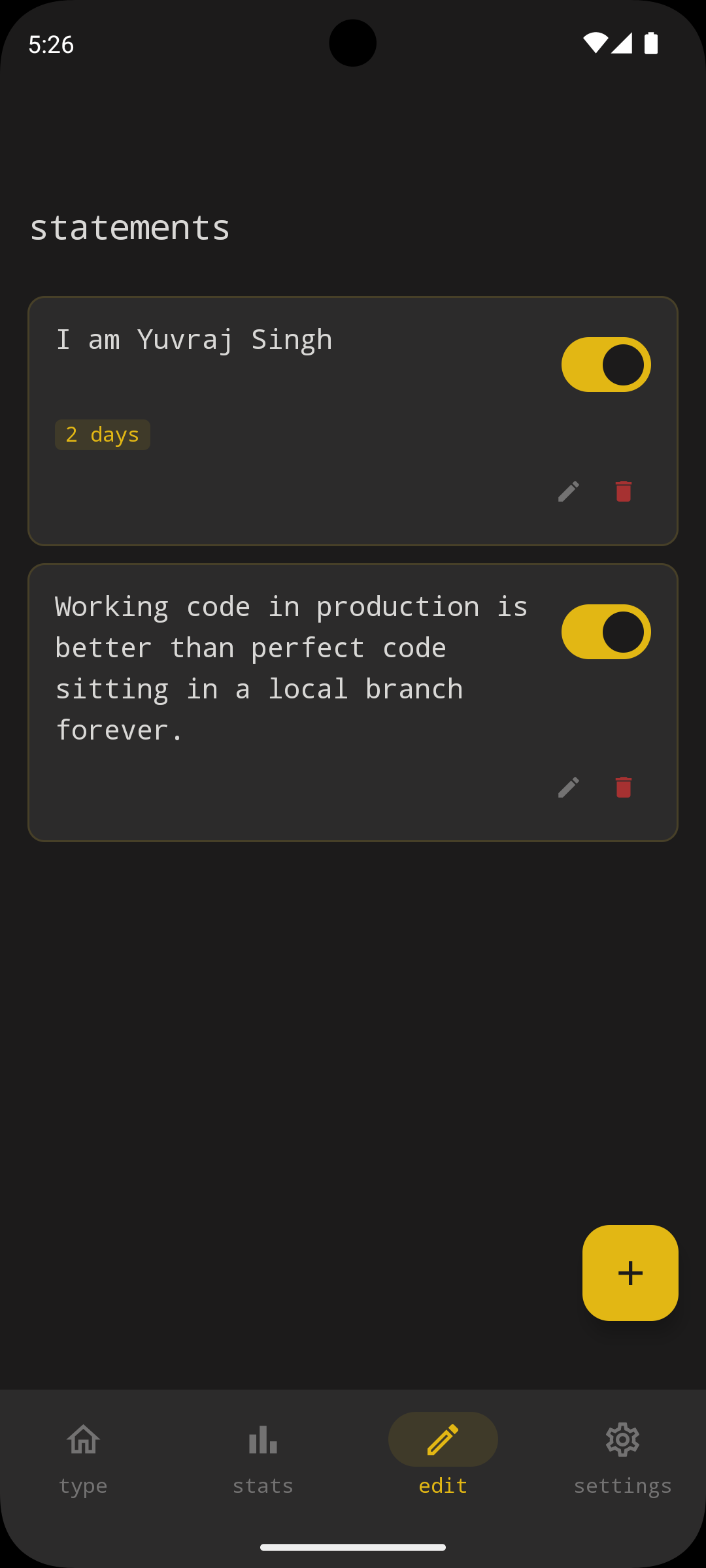 Home screen